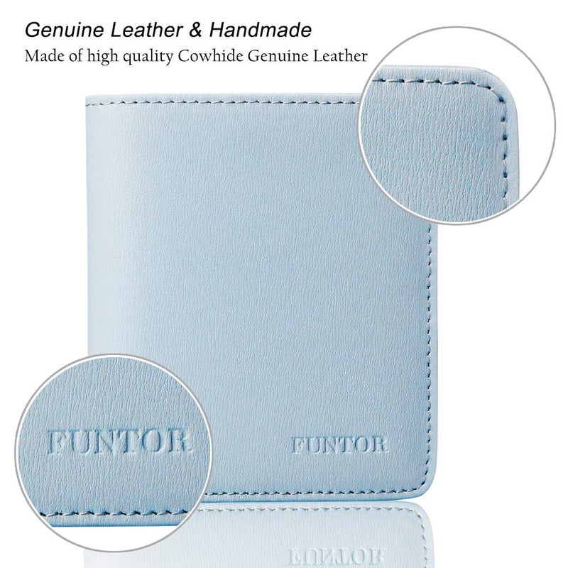 FT FUNTOR FUNTOR Leather Wallet for women, Ladies Small Compact Bifold Pocket RFID Blocking Wallet for Women, Light Blue - Image 5